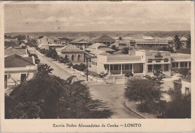 ANGOLA Lobito - Escola Pedro Alexandrino da Cunha, mailed 1946 Vintage Postcard