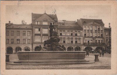 CZECHOSLOVAKIA Trautenau - Rübezahlbrunnen, mailed 1929 Vintage Postcard