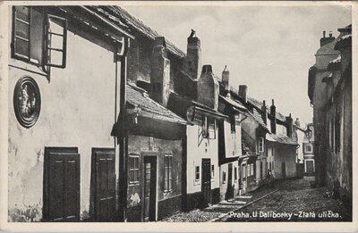 CZECHOSLOVAKIA Praha - U Daliborsky - Zlata ulicka, mailed 1937 Vintage Postcard