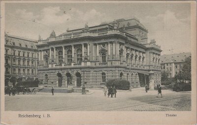 CZECHOSLOVAKIA Reichenberg i. B. - Theater, mailed 1929 Vintage Postcard