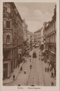 CZECHOSLOVAKIA Brünn - Masarykgasse, mailed 1928 Vintage Postcard