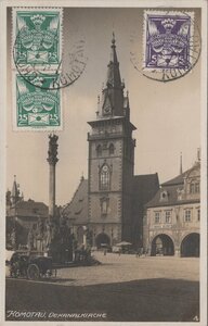 CZECHOSLOVAKIA Komotau - Dekanalkirche, mailed 1927 Vintage Postcard