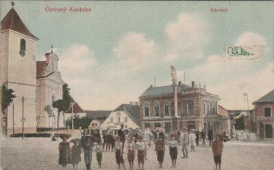 CZECHOSLOVAKIA Cerveny-Kostelee - Namesti, mailed 1909 Vintage Postcard