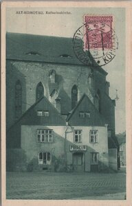 CZECHOSLOVAKIA Komotau - Katharinakirche, mailed 1927 Vintage Postcard