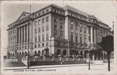 YUGOSLAVIA Zagreb - Hotel Esplanade, mailed 1937 Vintage Postcard