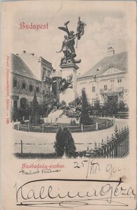 HUNGARY Budapest - Szabadsag-szobor, mailed 1900 Vintage Postcard