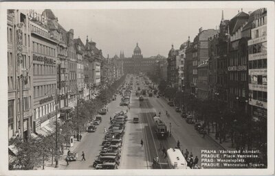 CZECHOSLOVAKIA Prag - Wenzelplatz, mailed 1937 Vintage Postcard