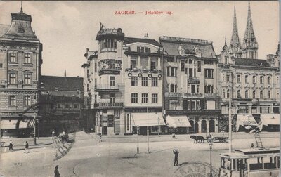 YUGOSLAVIA Zagreb - Jelacicev trg, mailed circa 1900-1920 Vintage Postcard