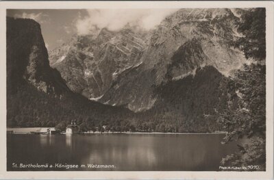 GERMANY St. Bartholomä a. Konigsee m. Watzmann, mailed circa 1920-1940 Vintage Postcard