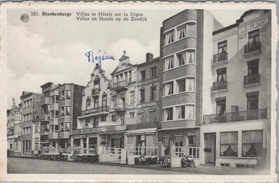 BELGIUM Blankenberge - Villas en Hotels op de Zeedijk, mailed 1957 Vintage Postcard