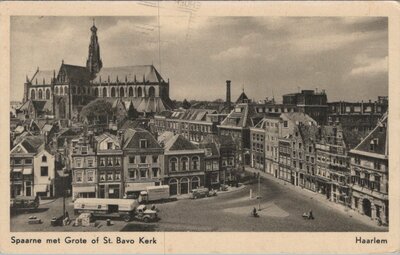 HAARLEM - Spaarne met Grote of St. Bavo Kerk