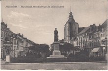 MAASTRICHT - Standbeeld Minckelers en St. Mathiaskerk