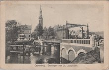 GRONINGEN - Oosterbrug. Groningen met St. Jozephkerk