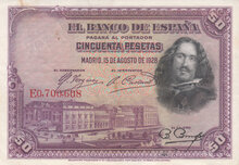 SPAIN P.75b - 50 Pesetas 1928 XF