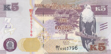 ZAMBIA P.57a - 5 Kwacha 2015 UNC