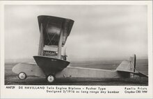 DE HAVILAND Twin Engine Biplane - Pusher Type