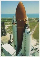 SPACE SHUTTLE Discovery inched up to the pedestals Pad A