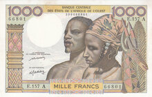 WEST AFRICAN STATES P.103Al - 1000 Francs ND 1977 AU