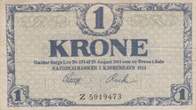 DENMARK P.12f - 1 Krone 1921 VF