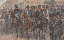 MILITAIR - Einzung der verbündeten Monarchen Alexander I L., Friedrich Wilhelm III und Franz I. in Leipzig - 19 Okt.1813.