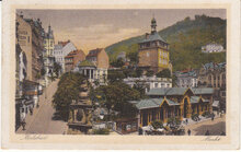 CZECHOSLOVAKIA Karlsbad - Markt, mailed 1937 Vintage Postcard