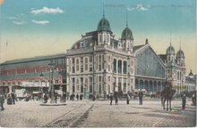 HUNGARY Budapest - Nyugati Palyaudvar Westbahnhof, mailed 1919 Vintage Postcard