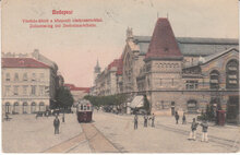 HUNGARY Budapest - Vamhaz-korut a kozponti vasarc., mailed 1909 Vintage Postcard