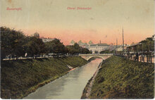 ROMANIA Bucuresti - Cheiul Dambovitei, mailed 1908 Vintage Postcard