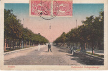 ROMANIA Ploesti - Bulevardul Independentei, mailed 1923 Vintage Postcard