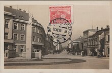 CZECHOSLOVAKIA Nove Mesto N. Met - Komenskeho trida, mailed 1930 Vintage Postcard