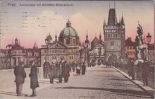 CZECHOSLOVAKIA Prag - Karlsbr. Mit Aldstadter-Bruckenturm, mailed 1922 Vintage Postcard