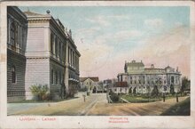 YUGOSLAVIA Ljubljana - Museumplatz, mailed 1908 Vintage Postcard