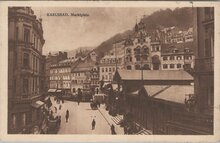 CZECHOSLOVAKIA Karlsbad - Marktplatz, mailed circa 1900-1920 Vintage Postcard