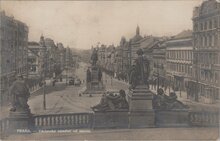 CZECHOSLOVAKIA Praha - Vaclavske namesti od musea, mailed 1924 Vintage Postcard