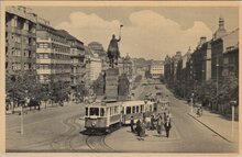 CZECHOSLOVAKIA Prag - Wenzelplatz, mailed 1942 Vintage Postcard