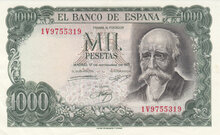 SPAIN P.154a - 1000 Pesetas 1971 AU