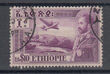 Ethiopia 1947. Airplane. Ras Dasnan Mountains and Lake SG 385 USED