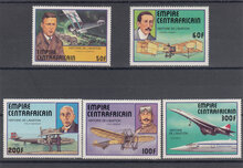 Central African Empire 1977. History of Aviation SG 515-519 MNH