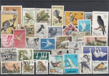 Birds 30 Different Stamps Lot