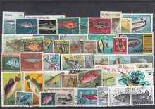 Fish 40 Different Stamps Lot