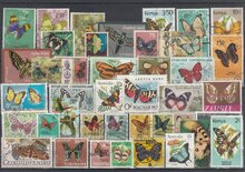 Butterflies 40 Different Stamps Lot