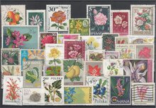 Flowers, Fruits, Plants 35 Different Stamps Lot