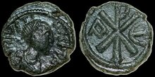 Justin I. 518-527. Æ Pentanummium 13mm, 2.50 g. Constantinople Christogram