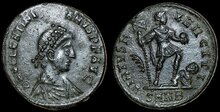 Valentinian II. AD 375-392. Æ Maiorina 24mm, 4.48 g. Nicomedia