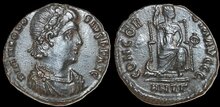 Theodosius I. AD 379-395. Æ 18mm, 2.60 g. Antioch Constantinopolis