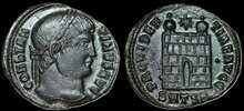 Constantine I. AD 307/310-337. Æ Follis 20mm, 3.03 g. Thessalonica