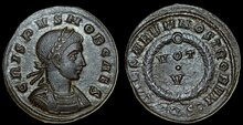 Crispus. Caesar, AD 316-326. Æ Follis 19mm, 2.69 g. Aquileia