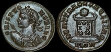 Crispus. Caesar, AD 316-326. Æ Follis 19mm, 3.03 g. London