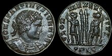 Constantine II. As Caesar, AD 316-337. Æ Follis 15mm, 3.05 g. Lugdunum