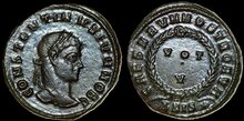 Constantine II. As Caesar, AD 316-337. Æ Follis 19mm, 3.48 g. Siscia